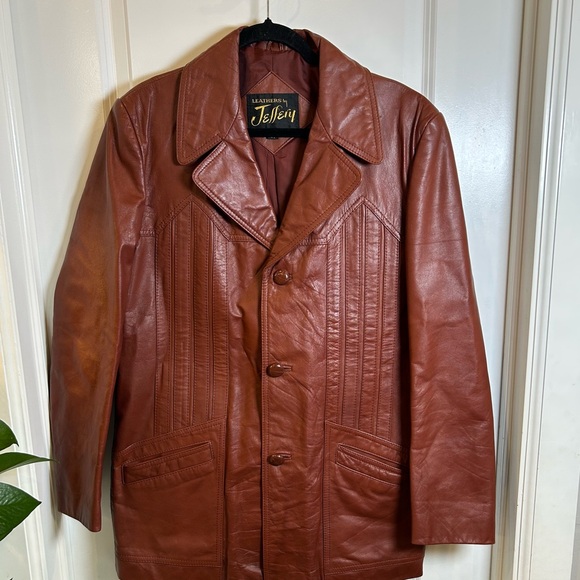 Vintage Leathers by Jeffery Men’s Brown Leather Jacket Size 42 - Picture 1 of 13